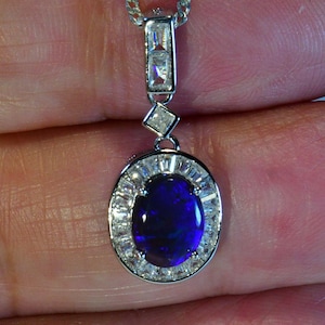 Lightning Ridge Australia N1 Dark Solid Black Opal Sterling silver pendant (17346)