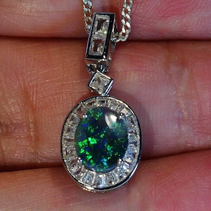 Lightning Ridge Australia Natural Solid Black Opal Sterling silver pendant (17345)