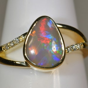 Solid Australian Opal Solid 18k gold & diamond dress/engagement ring (16352)
