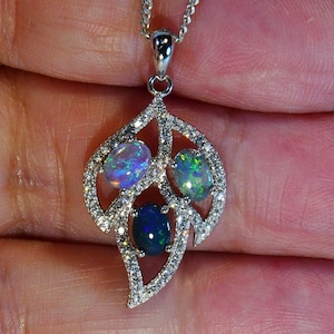 Natural Lightning Ridge Australia Opals Solid 925 silver pendant (17421)