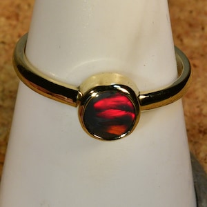 Solid 18k white gold Solid Lightning Ridge black opal ring (17074)