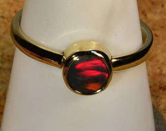 Solid 18k white gold Solid Lightning Ridge black opal ring (17074)