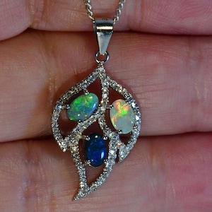 Natural Lightning Ridge Australia Opals Solid 925 silver pendant (17424)