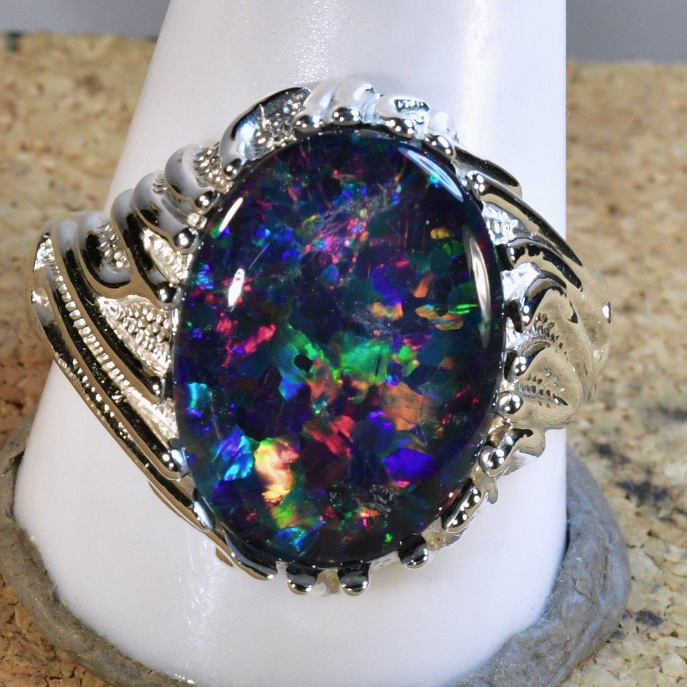 9.51 Carat Black Opal Ring c1980 – Pippin Vintage Jewelry