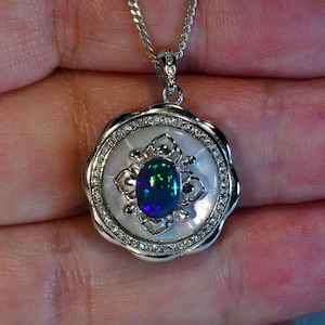 Lightning Ridge Australia Natural Solid Black Opal Sterling silver pendant (17347)