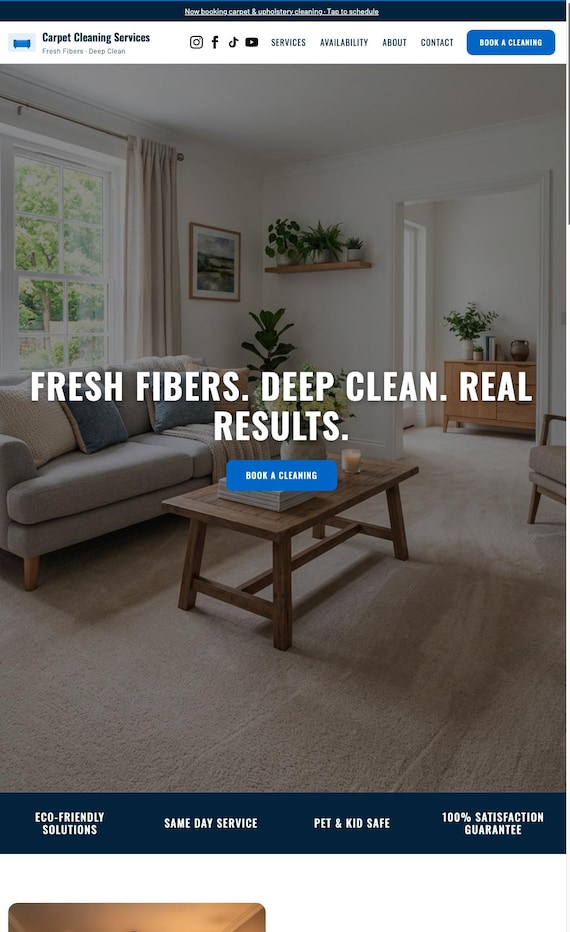Carpet Cleaning Website Template | WordPress | Cleaning Service Booking Template | Small Business Website