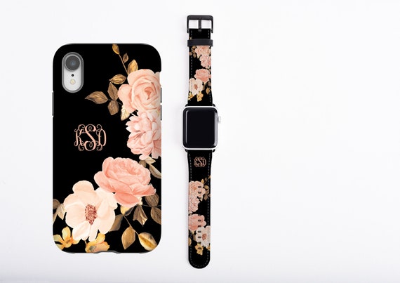 Roses Iphone Case Apple Watch Band Set Monogrammed Phone Etsy