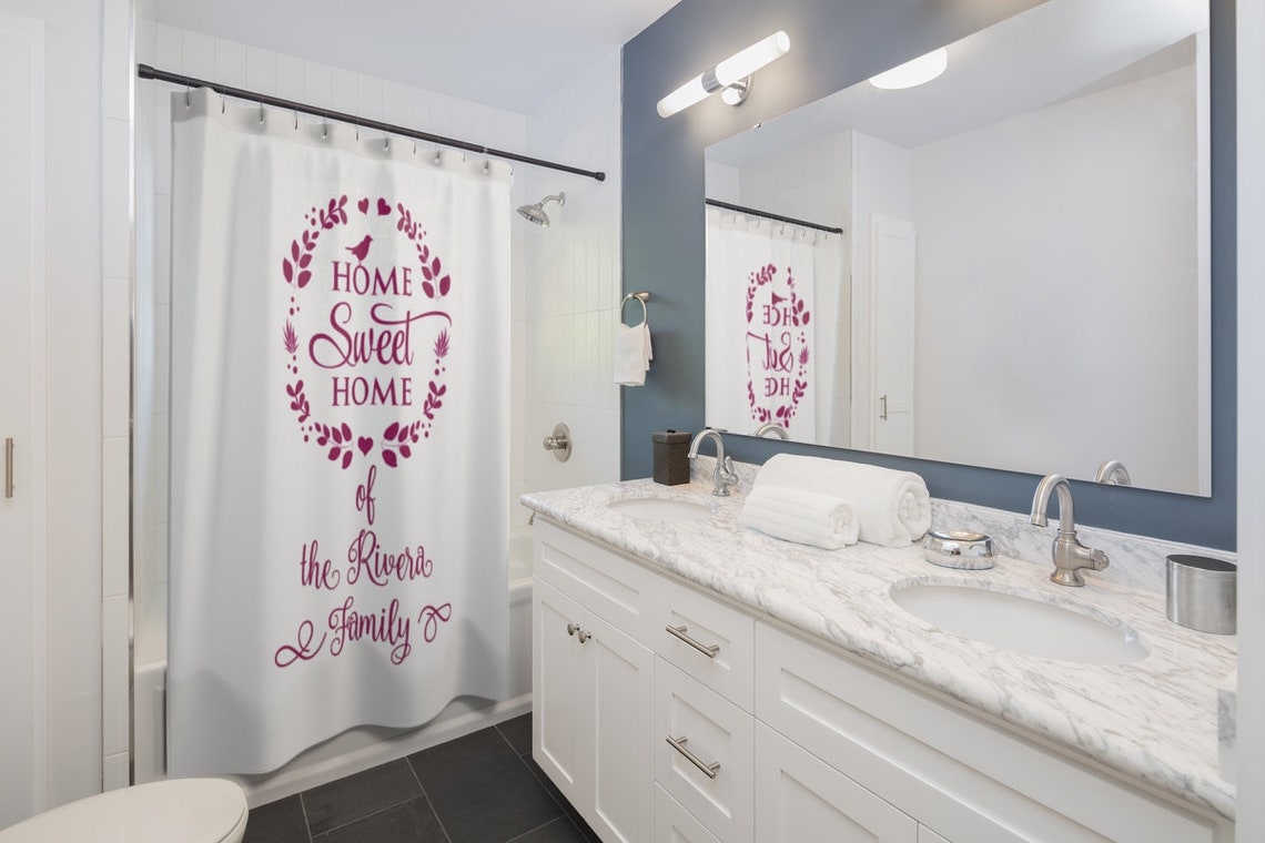 Home Sweet Home Custom Name Shower Curtain and Bath Mat Etsy