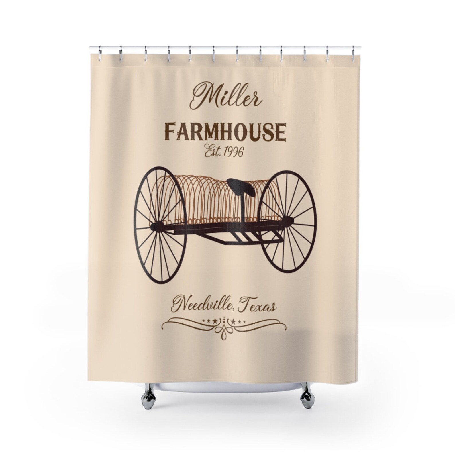 Farmhouse Shower Curtain and Bath Mat Custom Name Old Etsy