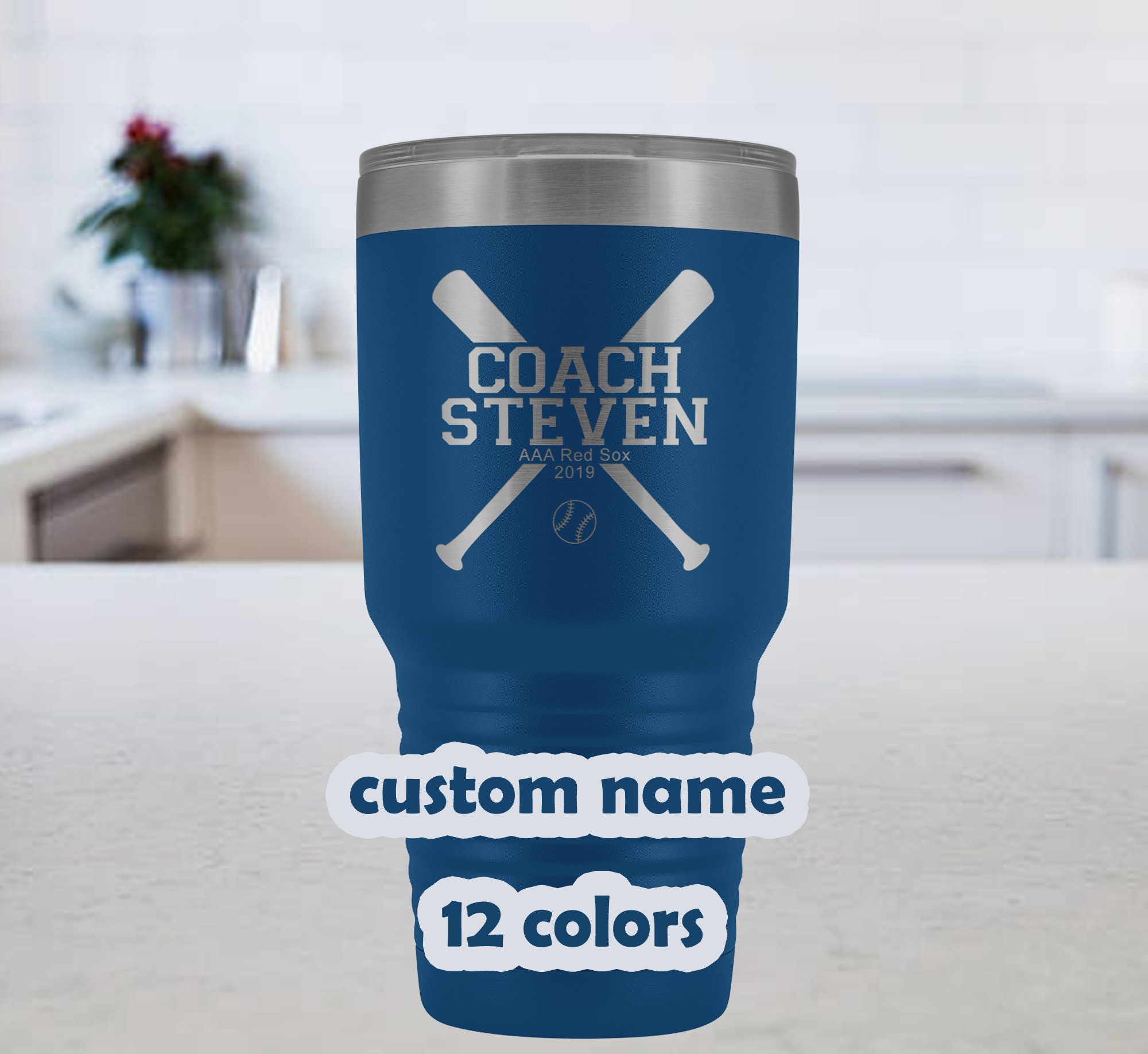 Baseball Coach Personalized Travel Mug 30oz Stainless Steel Tumbler Customized Softball Coach Gift Custom Name Gift For Baseball Coaches