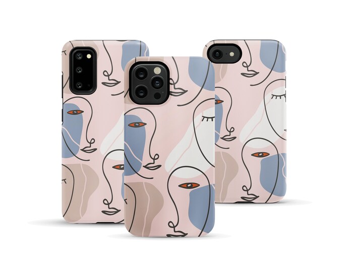 Abstract Woman Face One Line Drawing iPhone 13 case iPhone 11 Pro Max iPhone XR Samsung Galaxy S 20 Plus Galaxy S10 iPhone XS iPhone 7 Plus