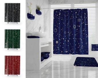 Easippo Galaxy Nebula Moon Phase Starry Night Sky Universe Infinity Space Bathroom Polyester Waterproof Shower Curtain 72 X 72