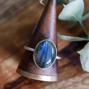 Sterling Silver Labradorite Ring, Blue Flash Labradorite Ring Sterling Silver, Silver Labradorite Ring US size 9, UK size S