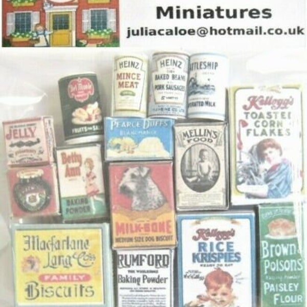 set of Victorian style miniature  grocery boxes   (dog food set)