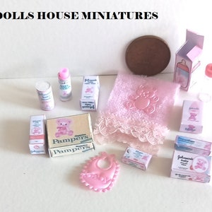 VARIOUS Miniature baby items PINK dolls house miniatures