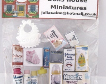 Miniature baby bib bottle and accessories