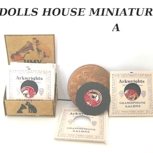 various vintage style H.M.V Gramophone record display