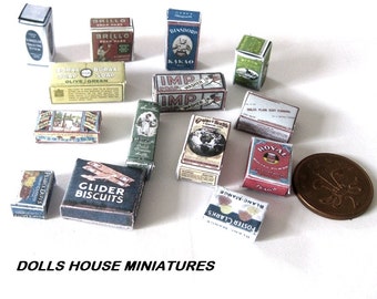 set of victorian miniature  grocery boxes   (plane set)