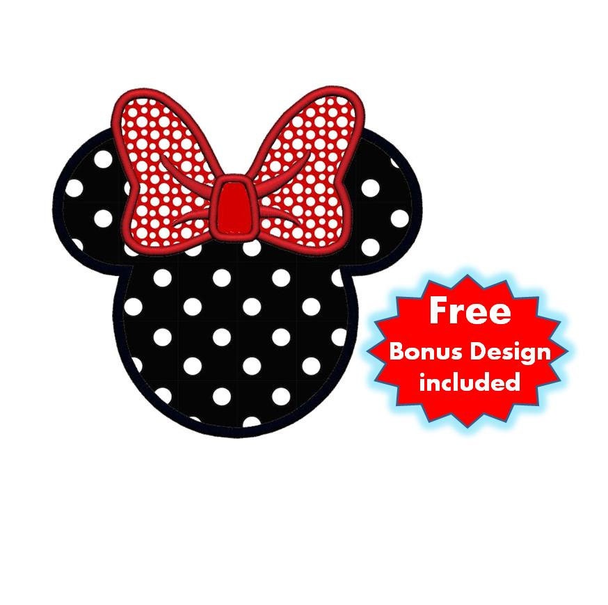 Applique Minnie Mouse Bow PLUS Free Design. Instant Download Etsy