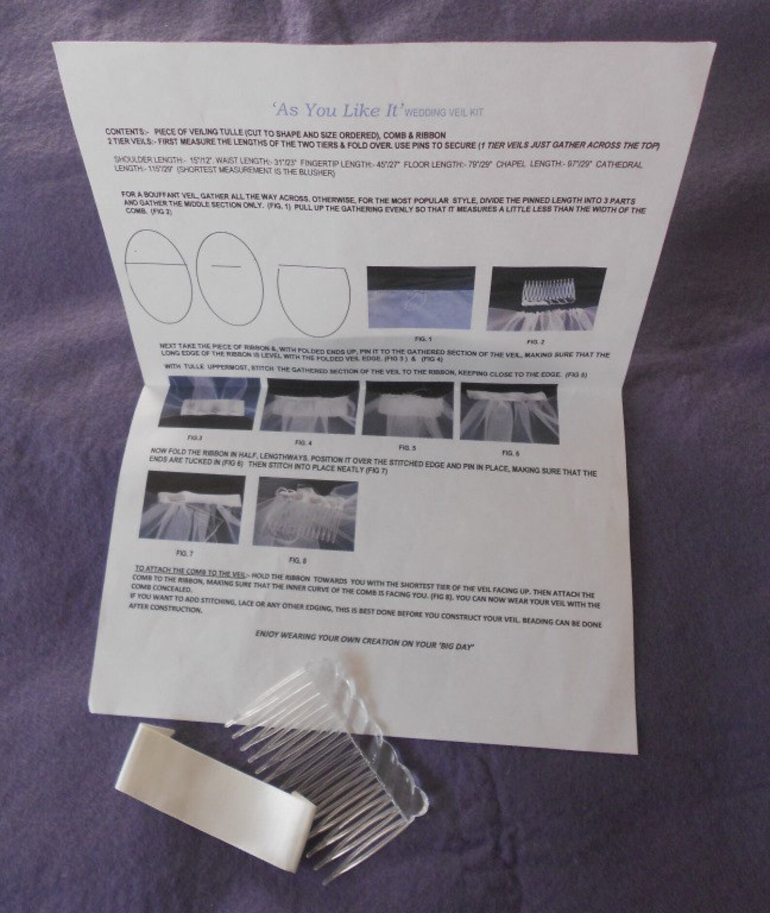 Make your own Pure Silk Veil. We provide the Kit with Full Etsy
