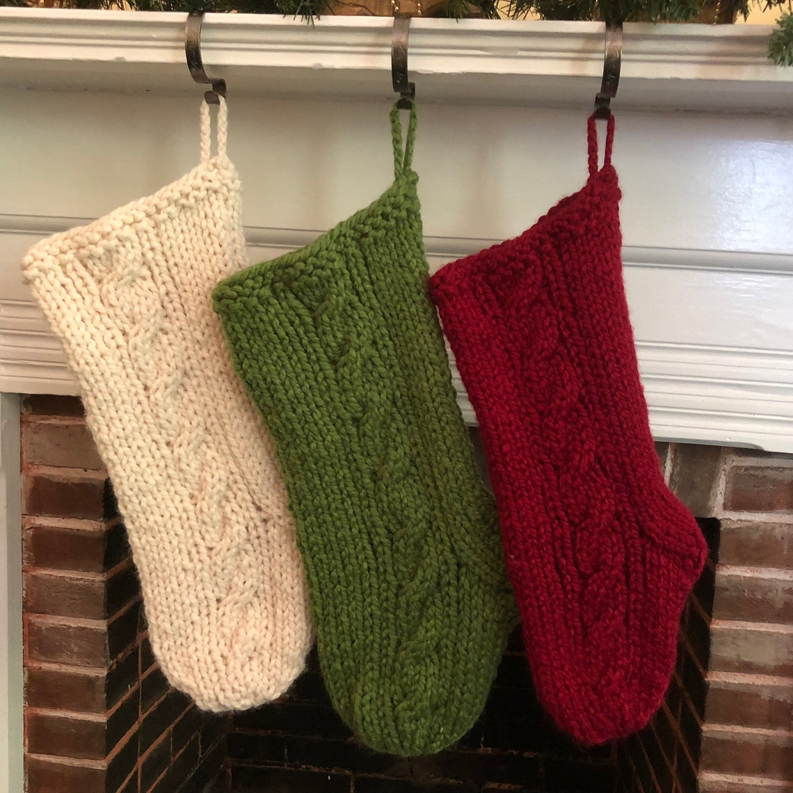 Chunky Cable Knit Christmas Stocking LARGE Chunky Knit Etsy