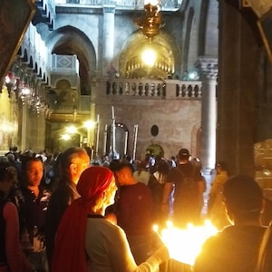 Your own special element of faith placed at the Stone of Anointing, Church of the Holy Sepulcher