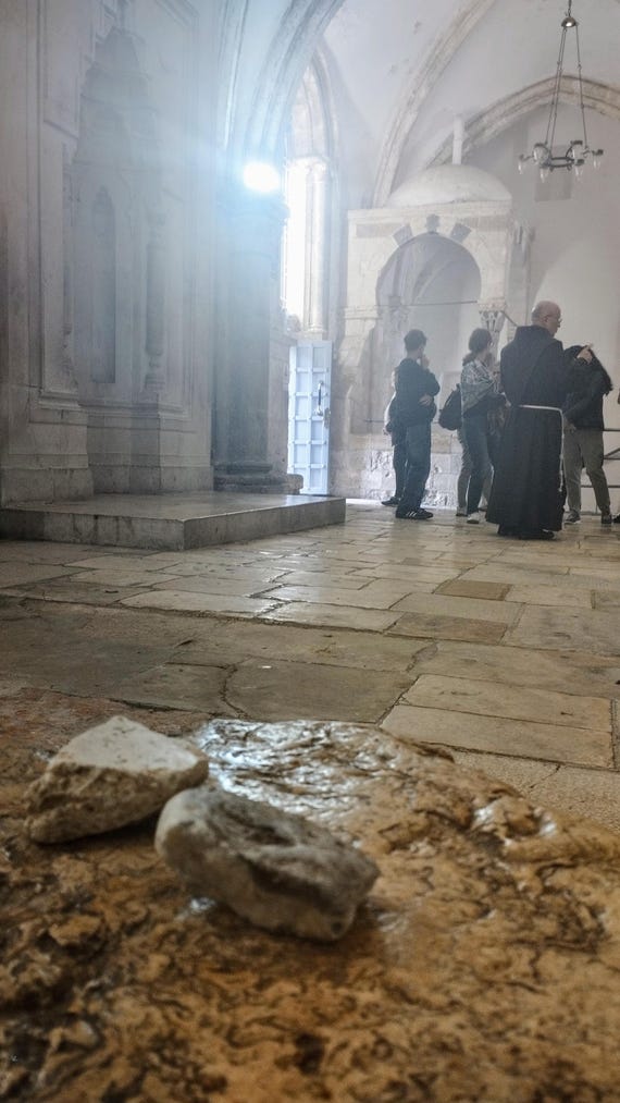 Stone from the Last Supper  Pentecost cenacle surrounding area Jerusalem