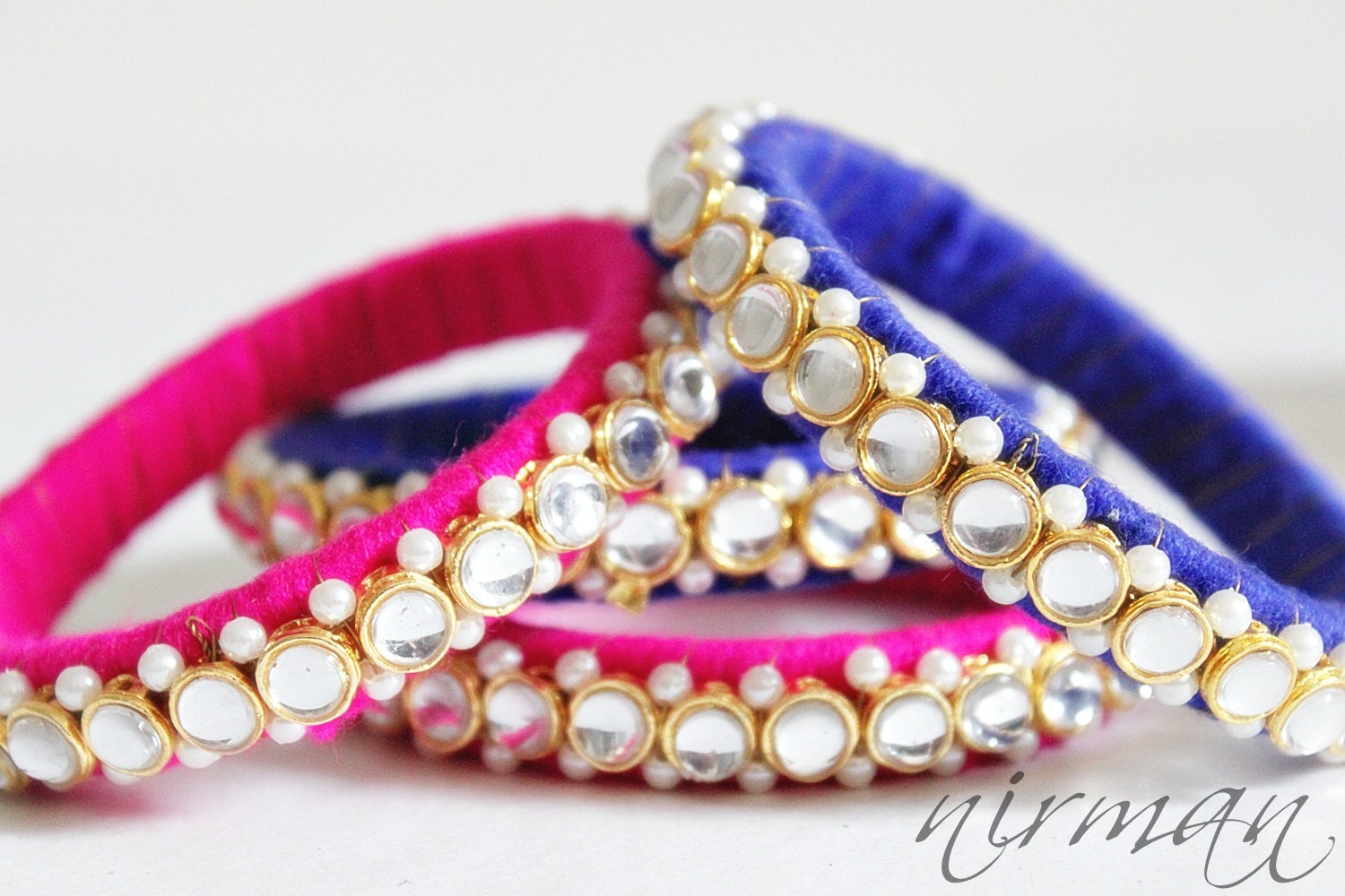 Silver and Blue Bangles