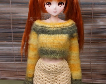 MOHAIR MULTICOLOR SWEATER for Smart Doll Dollfie Dream jumper 1/3 bjd sd Feeple60 F60 SD13 - knitted multicolor yellow green sweater #18
