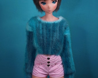 MOHAIR MULTICOLOR SWEATER for Smart Doll Dollfie Dream jumper 1/3 bjd sd Feeple60 F60 SD13 - crochet multicolor turquoise sweater #19