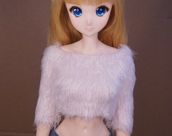 FLUFFY SWEATER for Smart Doll Dollfie Dream jumper 1/3 bjd sd Feeple60 SD13 - knitted fluffy light pink sweater with 1/2 long sleeves #12