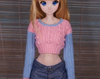 BICOLOR SWEATER for Smart Doll Dollfie Dream jumper ooak 1/3 bjd sd Feeple60 F60 SD13 - crochet two-color sweater #30