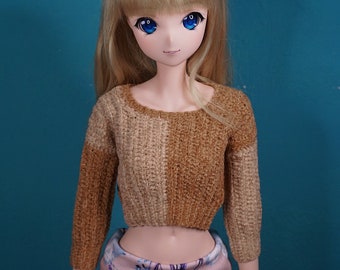 BICOLOR SWEATER for Smart Doll Dollfie Dream jumper 1/3 bjd sd Feeple60 F60 SD13 - crochet two-color sweater with 1_2 long sleeves #3