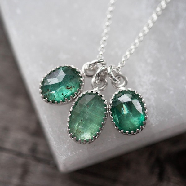 Sparkling Kyanite Cluster Necklace in Sterling Silver | #38