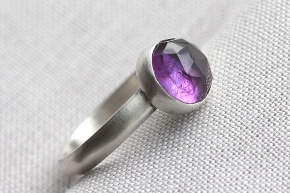 dark purple amethyst gemstone ring. oxidized sterling silver. | Etsy