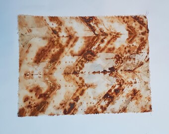 Eco Dyed Rust Print Fabric, Textile Art (31 x 23 cm)