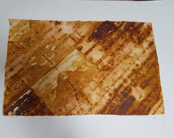 48 x 30 cm eco dyeing ecodyed rust print rusty files textile art natural dye cloth fabric sew quilt patchwork stitch dyed printed design