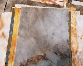 Rust Dyed Fabric Scraps: Mystery Cloth Pack for Stitch Meditation Collage Patchwork Embroidery