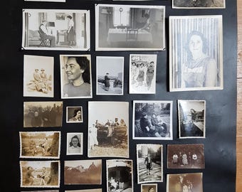 Set of 33 Vintage Photographs: People, Various Papers for Ephemera, Junk Journal Crafting
