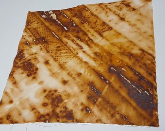 31 x 31 cm eco dyeing ecodyed rust print rusty files textile art natural dye cloth fabric sew quilt patchwork stitch dyed printed design