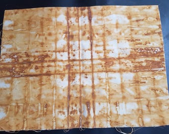 Rust Dyed Fabric: Eco Textile Art with Rusty Plates (37 x 50 cm)