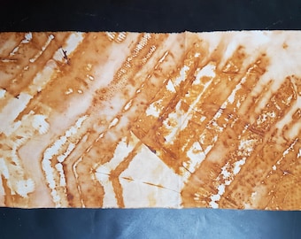 Rust Dyed Fabric Textile Art: 45 x 23 cm Natural Dye Cloth for Quilting