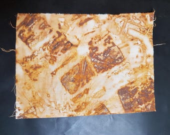 Rust Dyed Fabric: Eco Textile Art with Rusty Plates (35 x 25cm)
