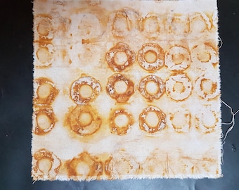 Rust Dyed Cloth Piece: Eco-Print Textile (23 x 22 cm)