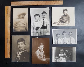 Vintage Children Photographs: Baby, Toddler, Boy, Postcards for Ephemera, Junk Journal Crafting