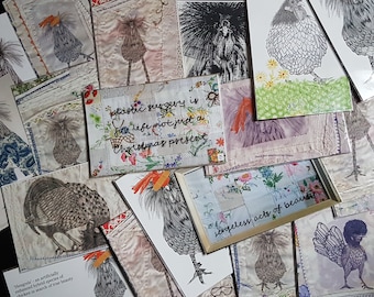Textile Art Postcards: Screenprint, Lace & Illustration - Random Pack of 12
