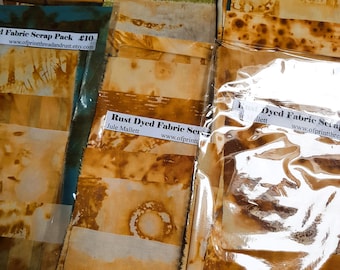 Rust Dyed Fabric Scraps: Mystery Cloth Pack for Stitch Meditation Collage Patchwork Embroidery
