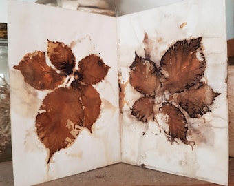 Eco Dye Print Paper Book: Natural Leaf Collage Art, Junk Journal Supplies
