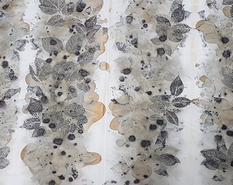 49 x 35 cm eco dyeing ecodyed print textile art natural dye cloth fabric rose leaves leaf nature sew patchwork boro stitch rust dyed printed
