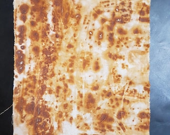 Rust Dyed Fabric: Eco Textile Art with Rusty Plates (33 x 24 cm)
